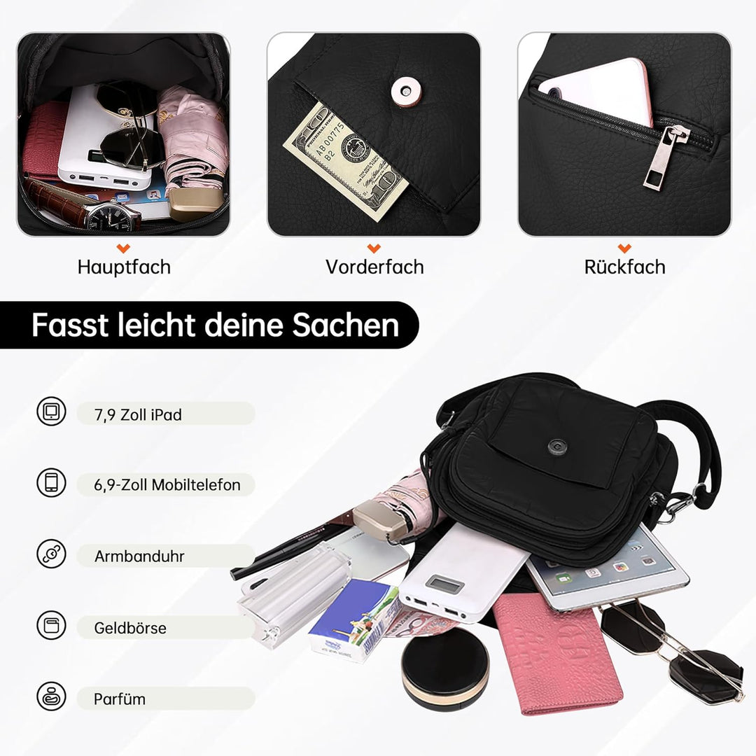 DIRRONA Rucksack Damen Beiläufig Kleine Brusttasche für Damen Multifunktionale Reise Wasserdicht Sch