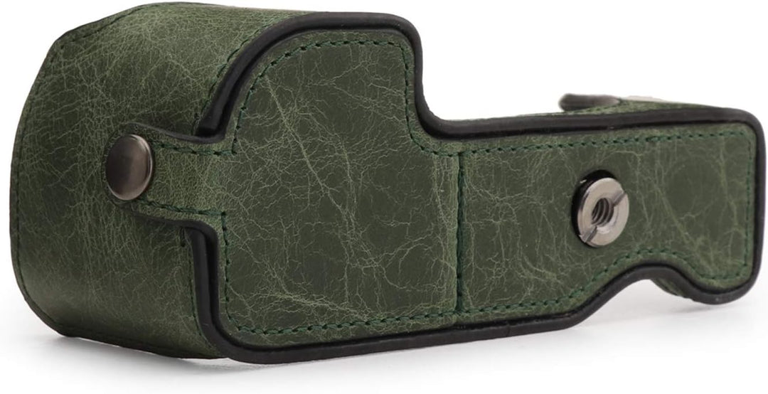 MegaGear MG1644 Ever Ready Kameratasche aus Echtleder, kompatibel mit Sony Alpha A6100, A6400, Grün,