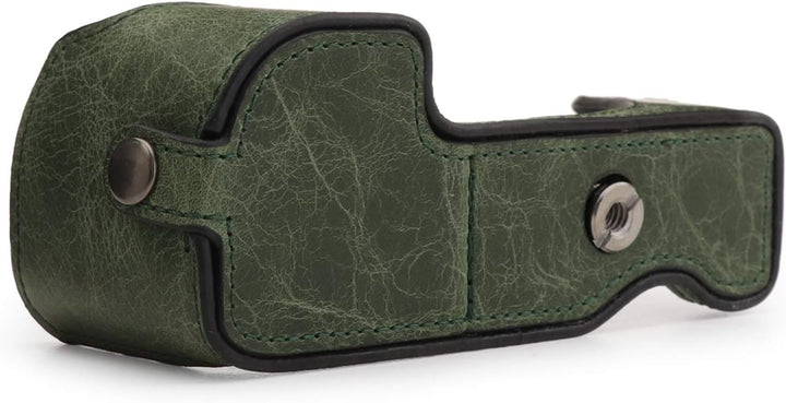 MegaGear MG1644 Ever Ready Kameratasche aus Echtleder, kompatibel mit Sony Alpha A6100, A6400, Grün,