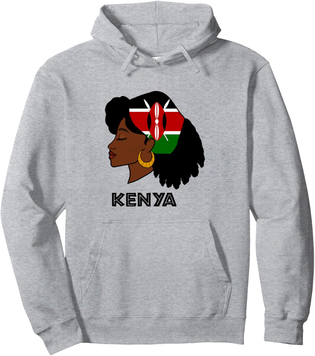 Afro Frau, Kenia Flagge, afrikanisch Pullover Hoodie