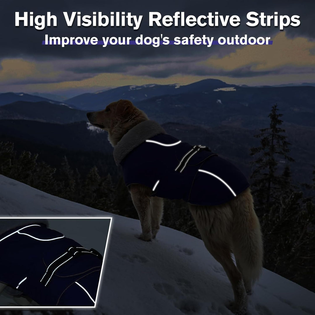 Lelepet Hundemantel Winterweste Reflektierende Fleece Hundejacke für Extra Grosse Hunde Wasserdicht