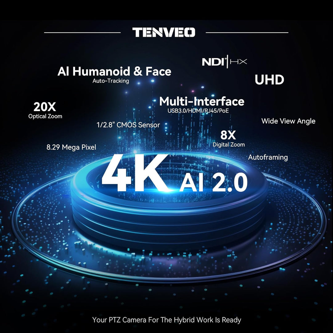Tenveo 4K NDI PTZ-Kamera, AI Humanoid &amp; Face Auto-Tracking（VL20U4KN） KB200PRO PTZ Controller