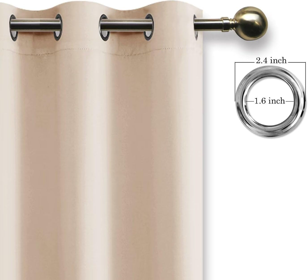Hiasan Verdunklungsvorhänge Gardinen mit Ösen,Beige Blickdicht Vorhänge,2 Stück,167 x 137 cm (Breite