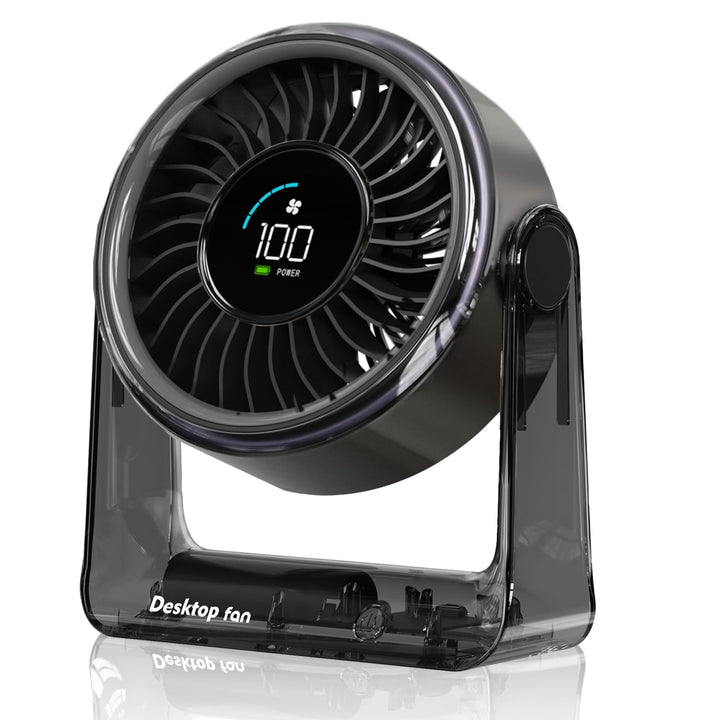 Tischventilator, USB Ventilator Akku, 6 Geschwindigkeiten Leise Ventilator mit LED Display, 360 ° Dr