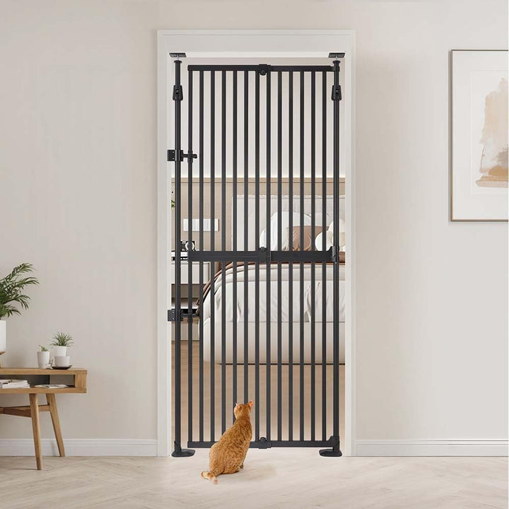 unipaws 190 cm extra hohes Katzengitter Tür, verstellbares Haustiertor mit engem Spalt, 3 Stützstang