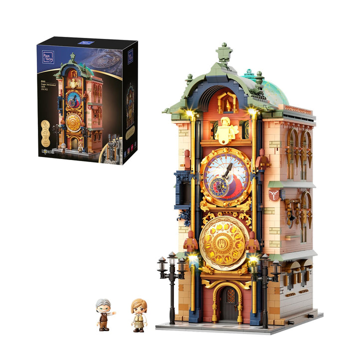 PANTASY Prager Astronomische Uhr Klemmbaustein Set, Gotischer Uhrturm Architekturmodell mit Beweglic