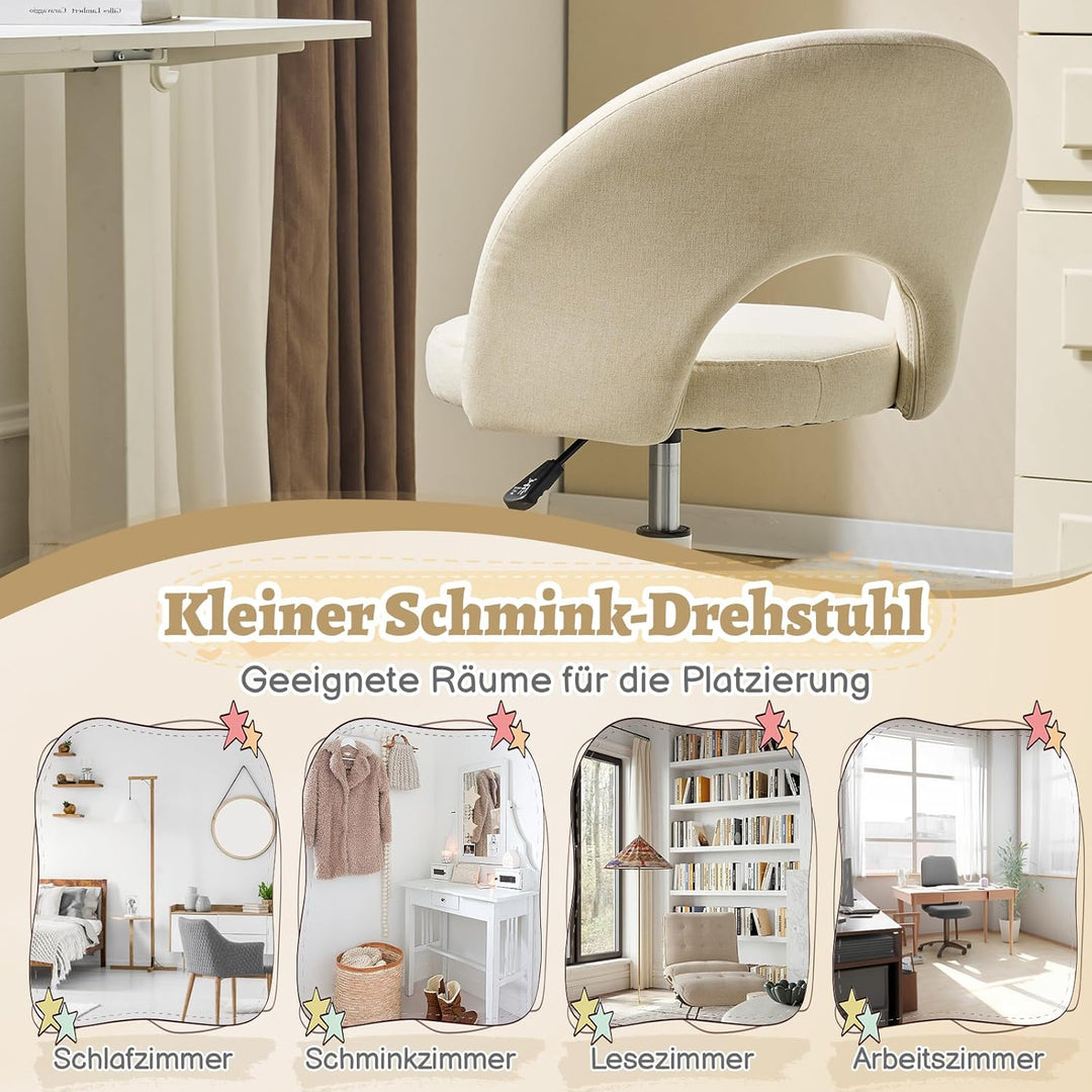 Bonnlo Homeoffice Stuhl, Schreibtischstuhl, Schminktisch Stuhl, Bürostuhl ohne Armlehnen, Drehstuhl
