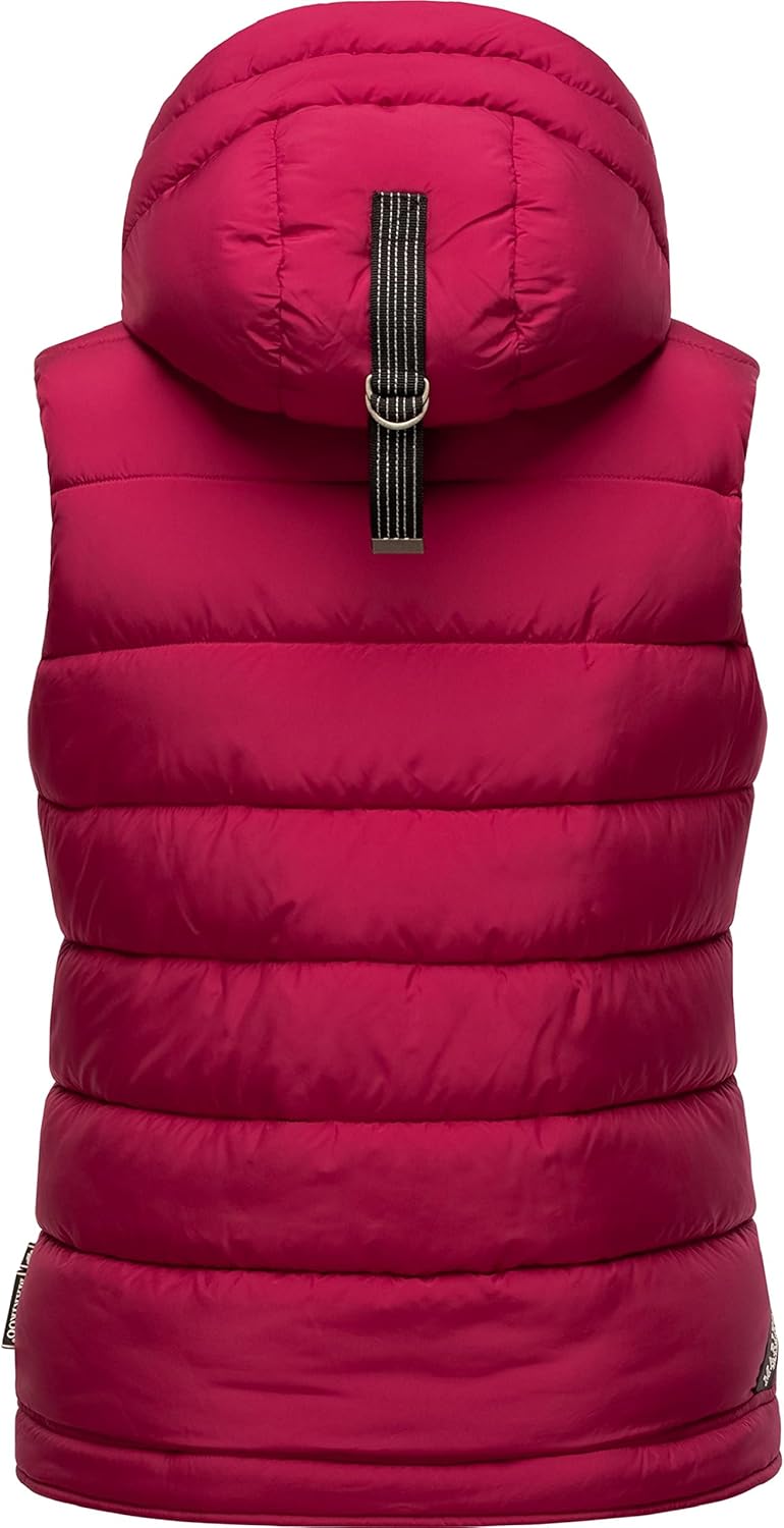 MARIKOO Damen leichte Übergangsweste Steppweste mit Kapuze Taisaa XS-3XL, XS Fuchsia