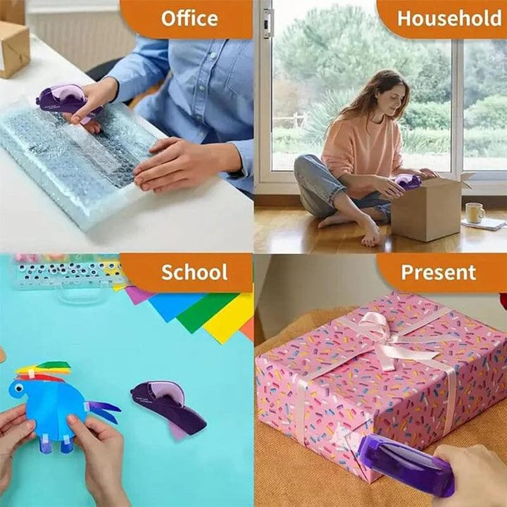 Automatischer Klebebandabroller - Handheld Automatic Tape Dispenser für Geschenke und Pakete Lila, L