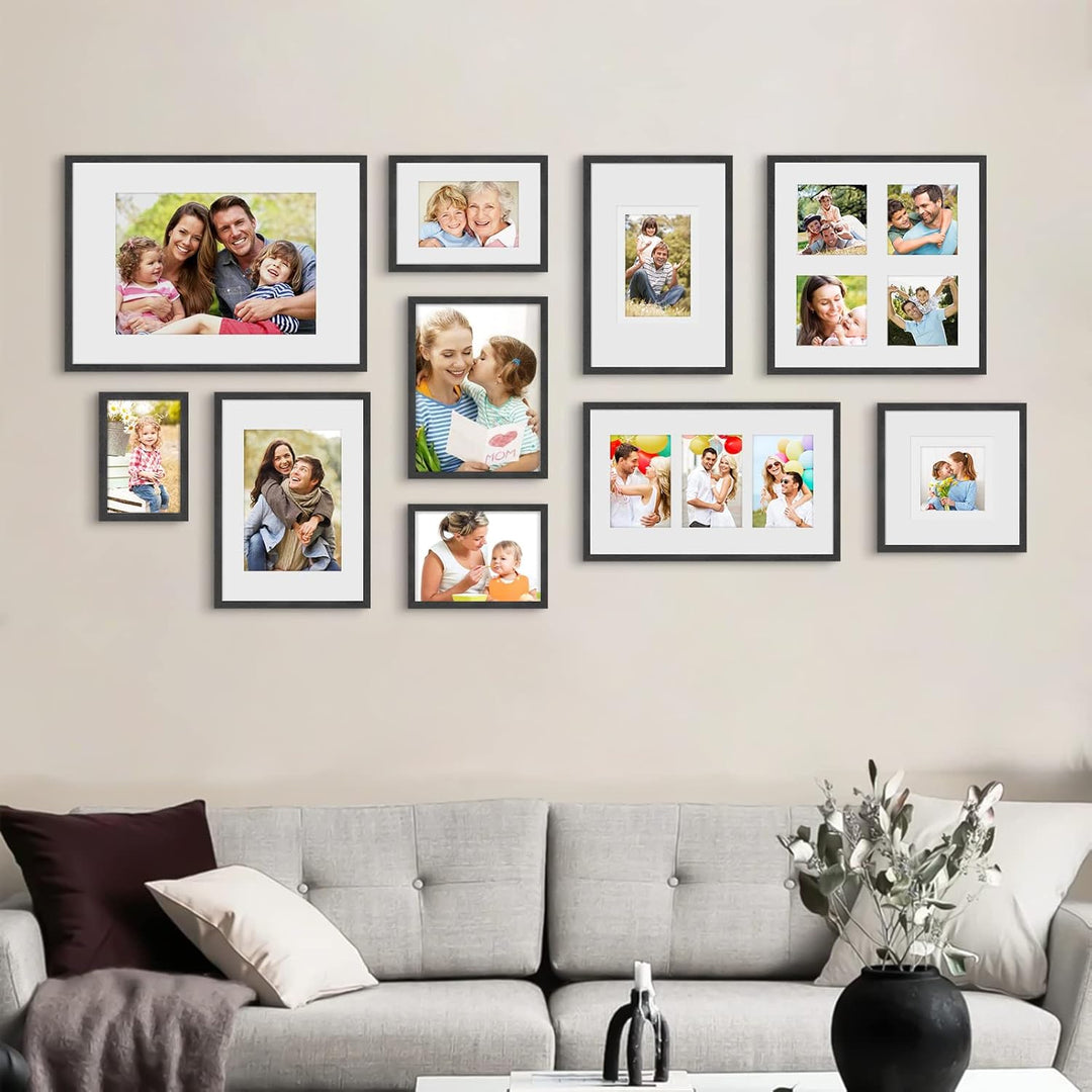 ATOBART A3 Zertifikat Bilderrahmen,Schwarzer Holz Fotorahmen mit Passepartout für A4 Druck,Posterrah