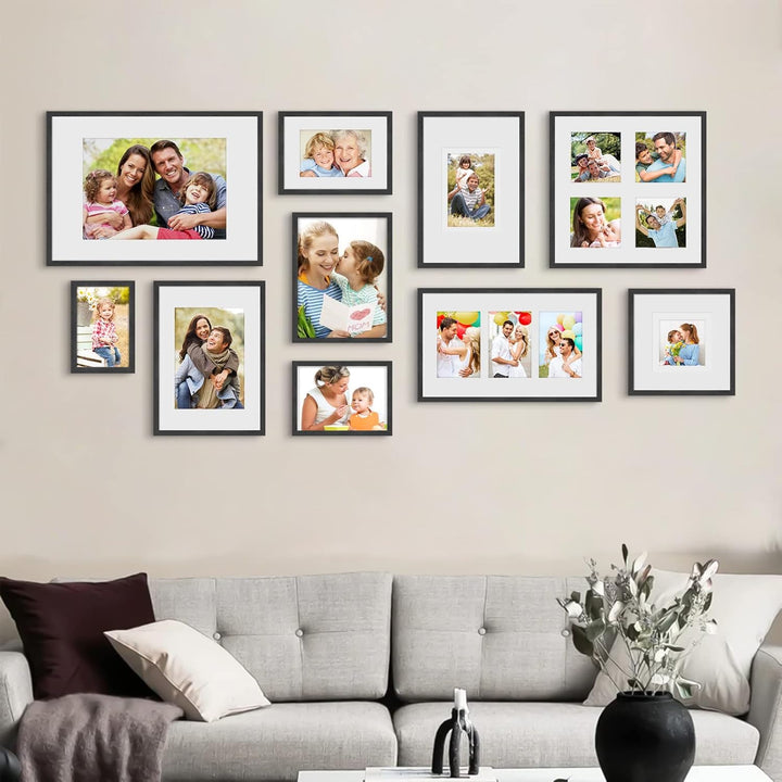 ATOBART A3 Zertifikat Bilderrahmen,Schwarzer Holz Fotorahmen mit Passepartout für A4 Druck,Posterrah