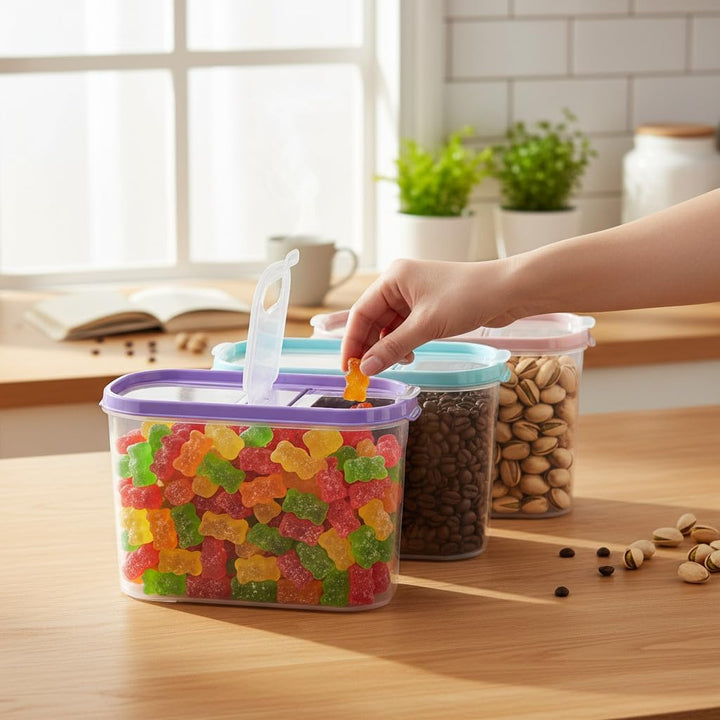 Schüttdosen für Müsli - Cornflakes - 3er Set - Vorratsdosen für Lebensmittel - Frischhaltedosen - St