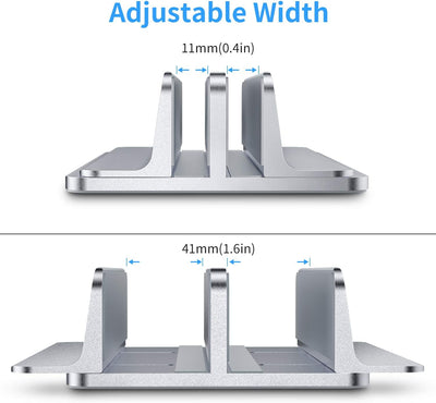 Bewahly Doppelt Vertikaler Laptop Ständer, Aluminium Verstellbarer Notebook Ständer Platzsparender H