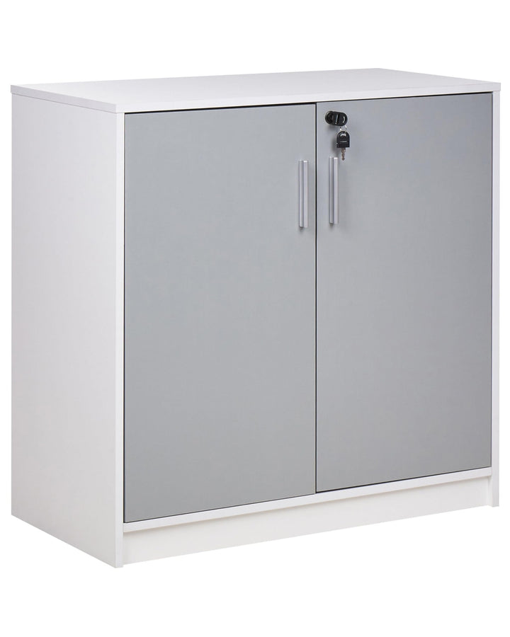 Büroschrank grau / weiss 80 x 80 x 40 cm abschliessbar für Wohnzimmer Büro Zehna