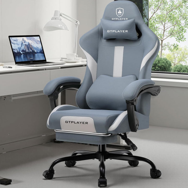 GTPLAYER Gaming Stuhl Bürostuhl Ergonomisch Gaming Sessel mit Kopfstütze und Cloud-Lendenkissen, Gep