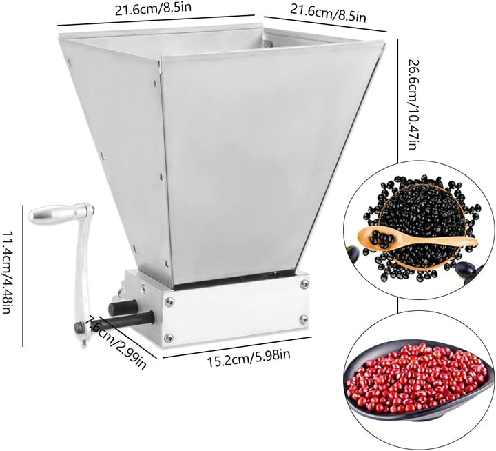 Elektrische Getreidemühle Gerstenmühle Mehlmühle Mälzmühle 4L Getreidebrecher - Edelstahl Malzschrot