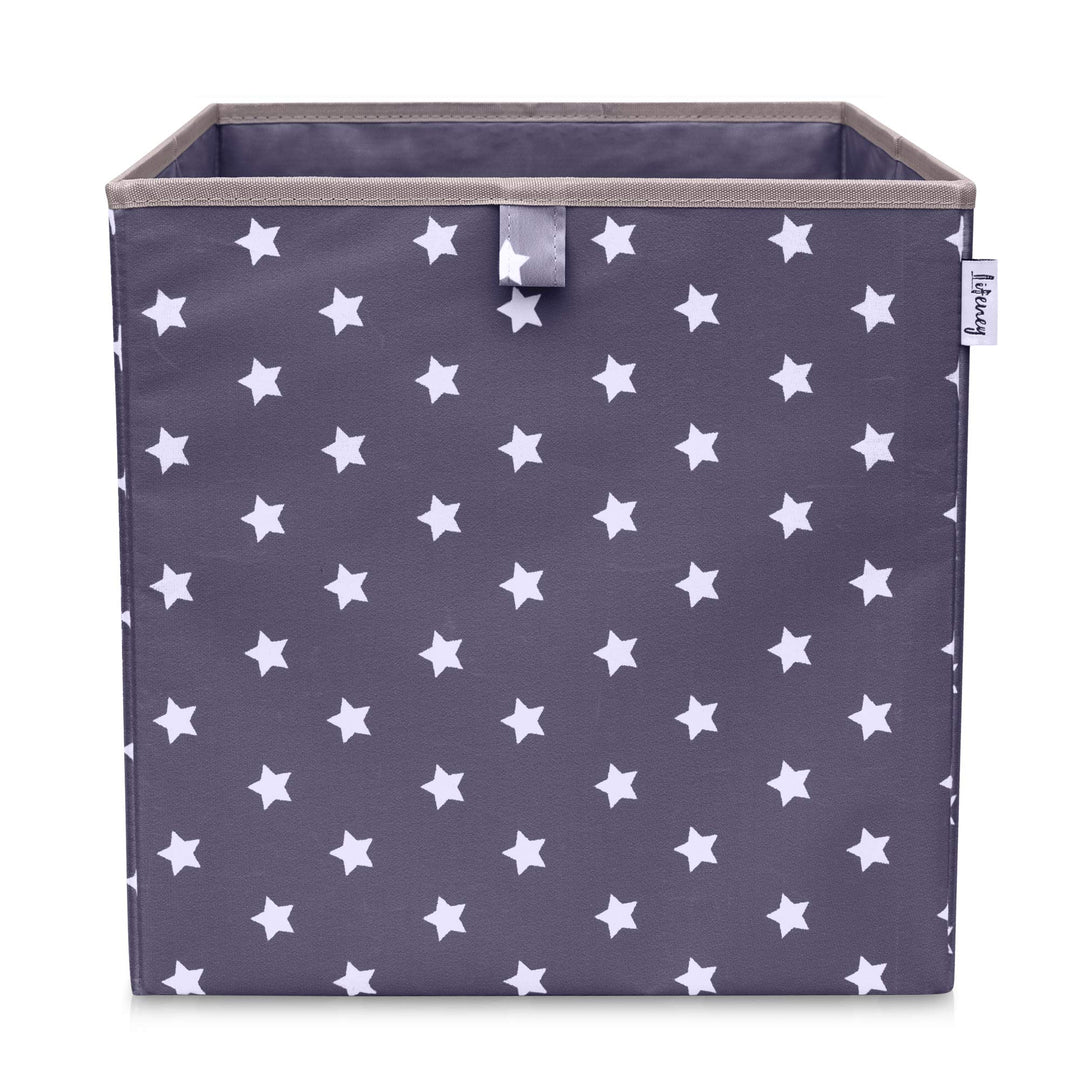 LIFENEY Aufbewahrungsbox mit Sternenmotiv in Anthrazit, Spielzeugbox mit Sternen passend für Würfelr