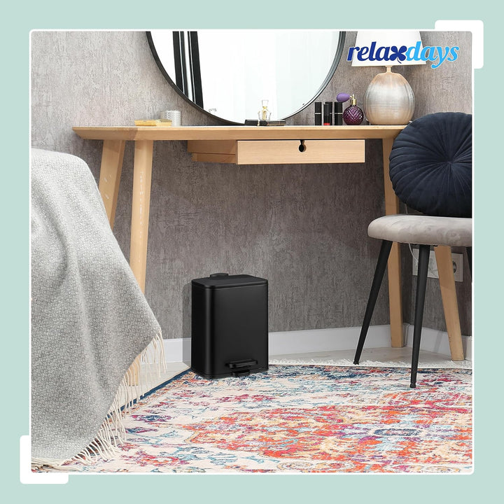 Relaxdays Mülleimer Bad, 5 l, Kosmetikeimer mit Soft-Close, matte Optik, entnehmbarer Inneneimer, Tr