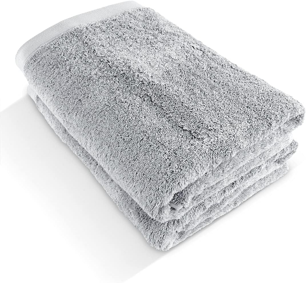 herzbach home Premium Duschtuch 2er-Set 70 x 140 cm (Silbergrau) – Grosse, weiche & saugstarke Dusch