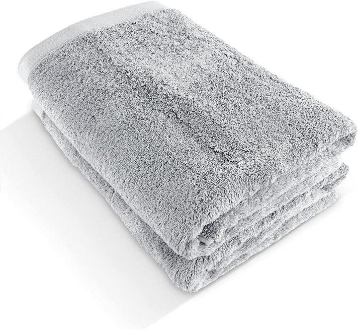 herzbach home Premium Duschtuch 2er-Set 70 x 140 cm (Silbergrau) – Grosse, weiche & saugstarke Dusch