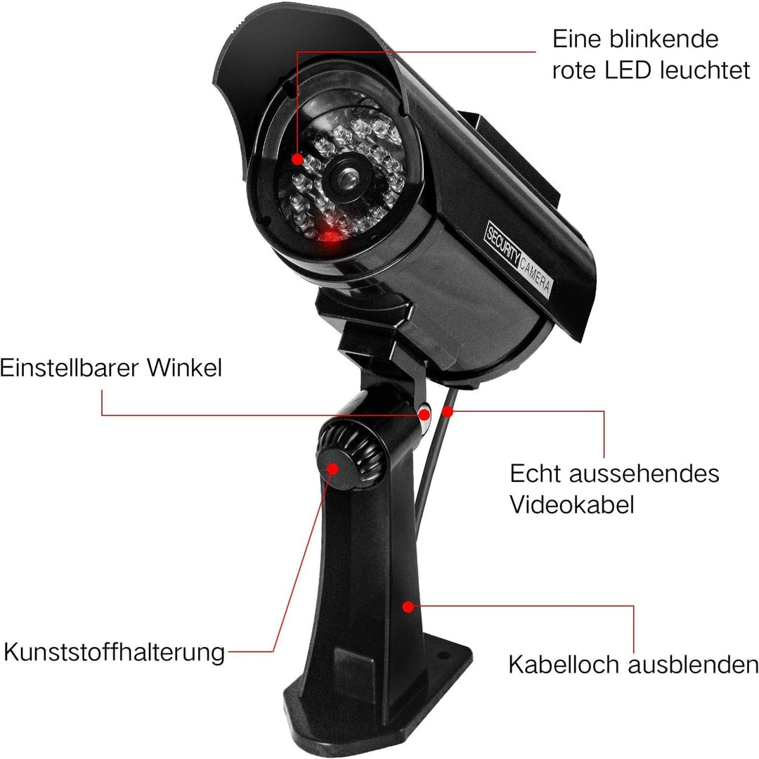 4 Stück Dummy Kamera Solar Betriebene Simulierte Dummy Surveillance Sicherheit Kamera mit Blinkendem