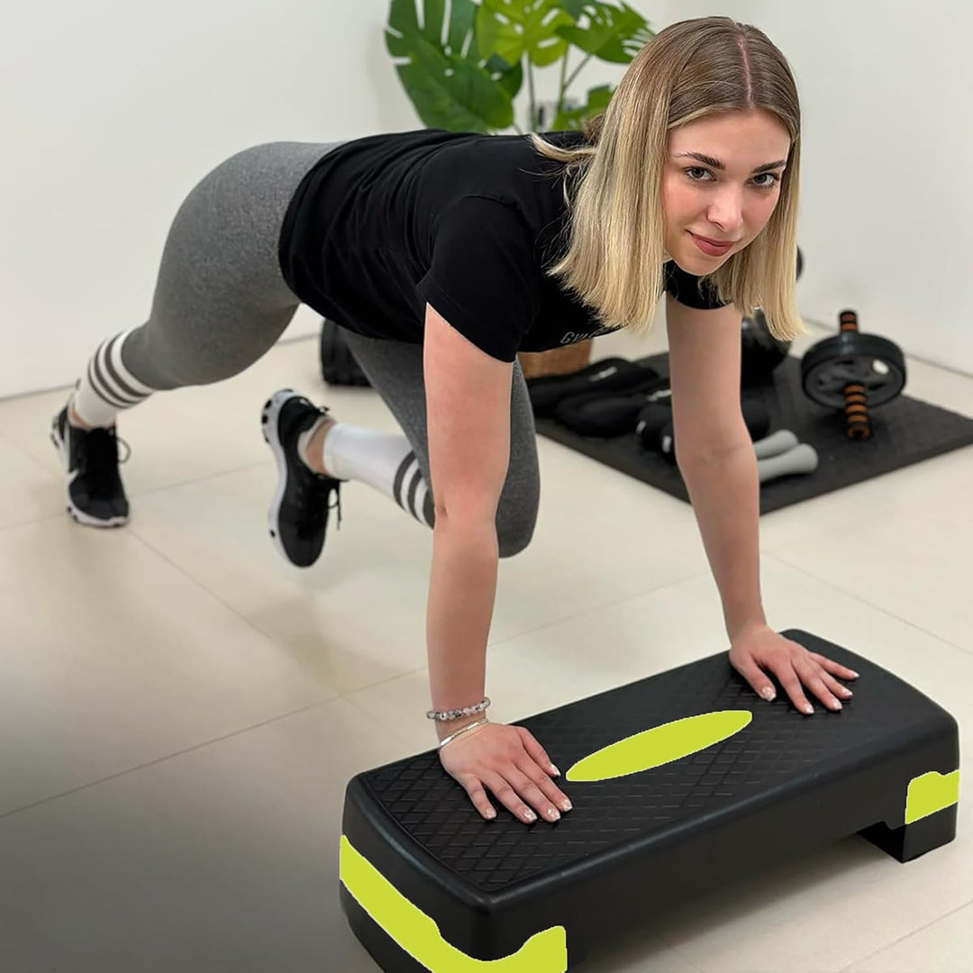 Steppbrett für zuhause, Höhenverstellbar (10-15cm) Stepper Fitness, Aerobic Stepper mit Widerstandsb
