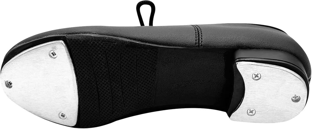 Schwarz Leder Tapschuhe Volle Sohle Oxford Steppschuh für Damen Männer Kinder, 38 EU Schwarz