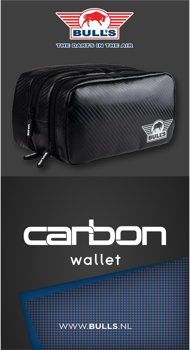 Bull's Carbon Wallet Darttasche – Dart Case für 6 Darts, 9 Molded Flights & Zubehör – Premium Dart E