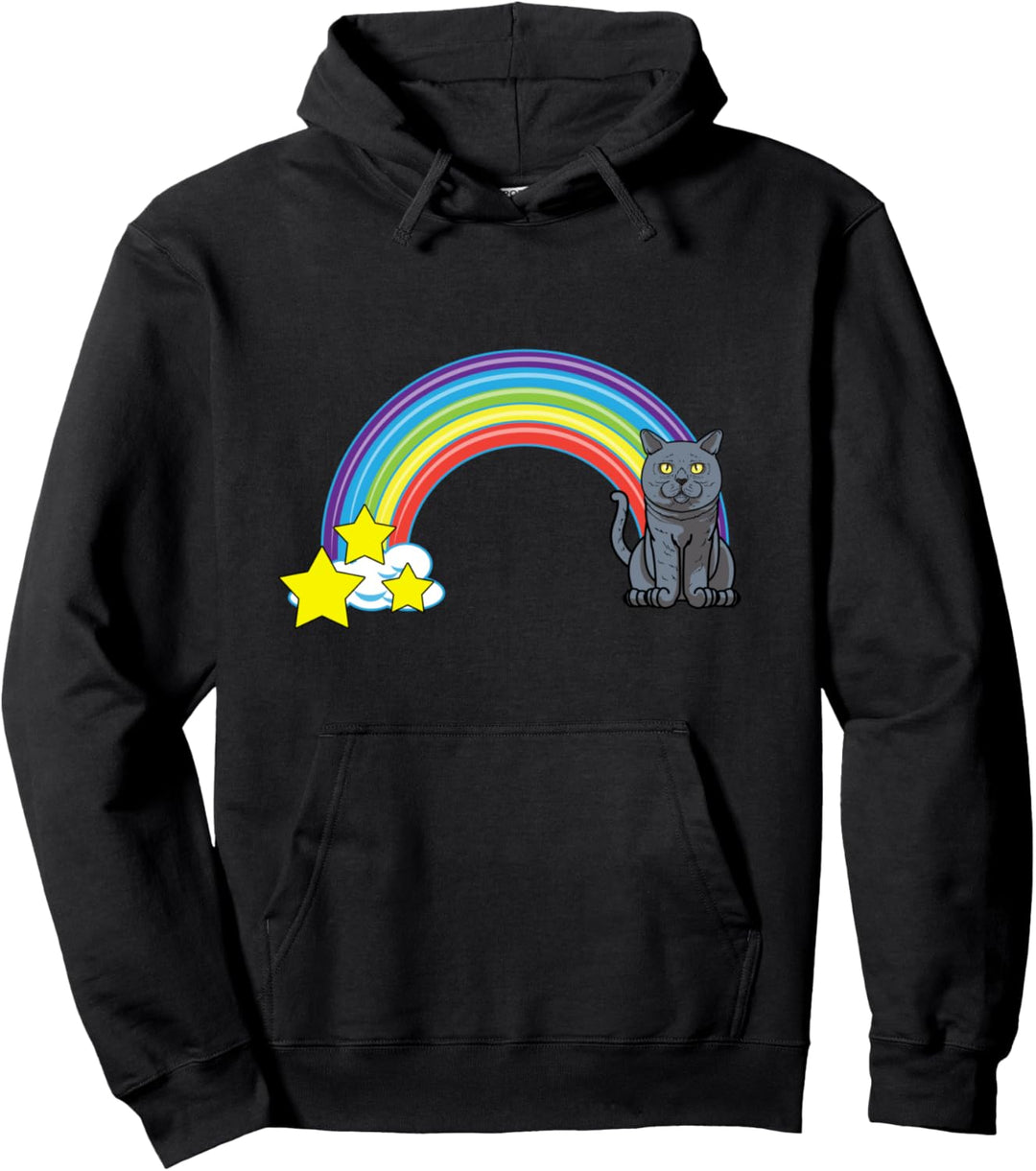 Regenbogen Britisch-Kurzhaar-Katze Retro-Stil lustige Katze Pullover Hoodie