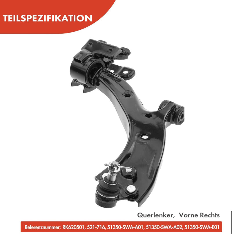 Frankberg Querlenker Vorne Rechts Kompatibel mit CR-V III RE 2.0L 2.2L 2.4L 2006-2011 Replace