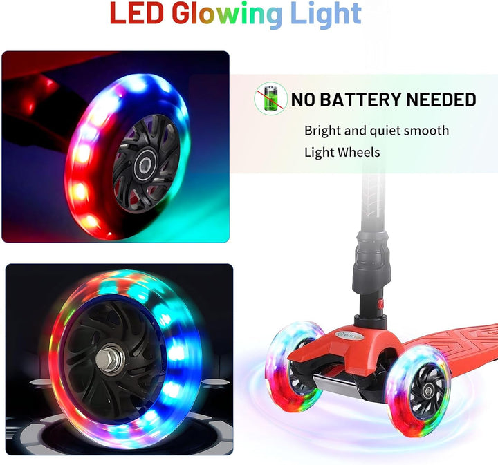 Leuchtende Stunt Scooter Rollen, 4 Stück LED-Lichtrollen, 120mm Led Scooter Ersatzräder Räder mit AB