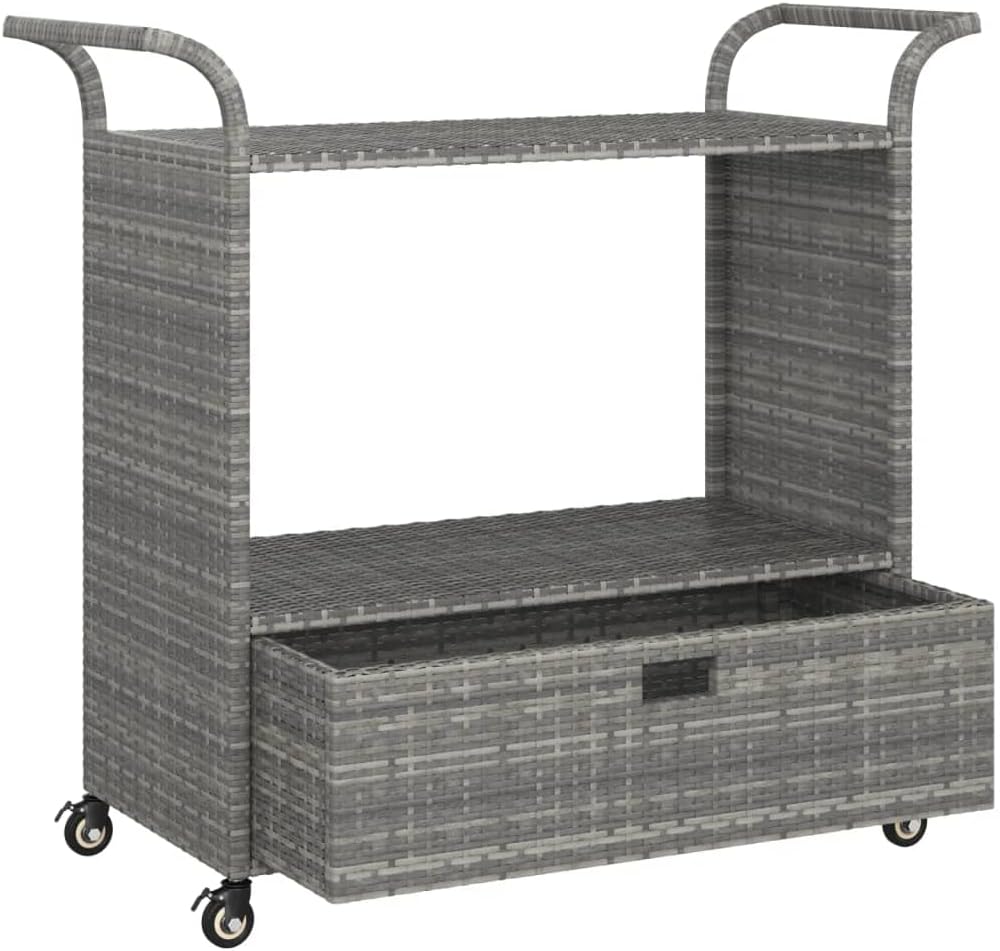 vidaXL Barwagen mit Schublade 4 Rollen Servierwagen Teewagen Küchenwagen Beistellwagen Arbeitswagen