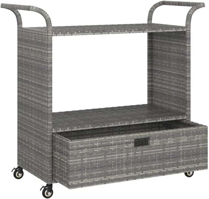 vidaXL Barwagen mit Schublade 4 Rollen Servierwagen Teewagen Küchenwagen Beistellwagen Arbeitswagen