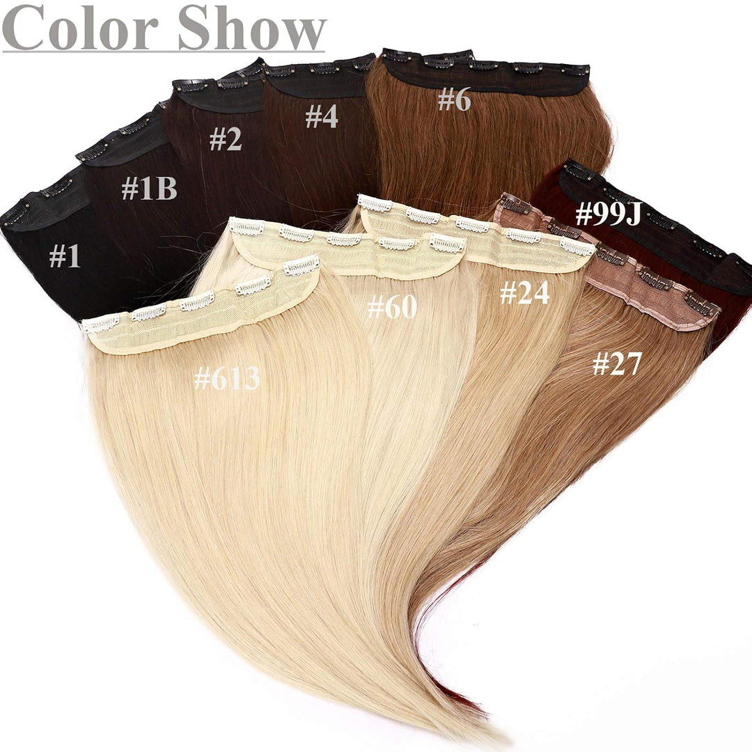 SEGO Haarteil Clip in Extensions Echthaar DICKER Haarverlängerung 1 Tresse 5 Clips Human Hair Glatt