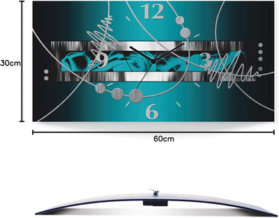 ARTLAND Wanduhr ohne Tickgeräusche Alu Quarzuhr 60x30 cm Rechteckig Lautlos 3D Design Abstrakt Kunst