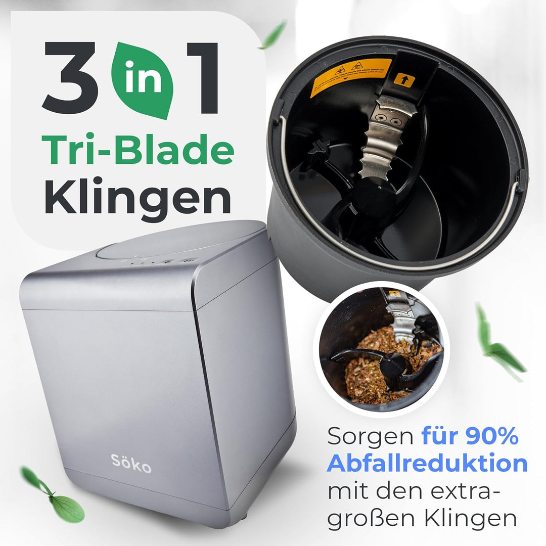 Elektrischer Komposter Söko [2X Aktivkohle-Filter] Elektro-Schnellkomposter - Revolutionäre Kompost-