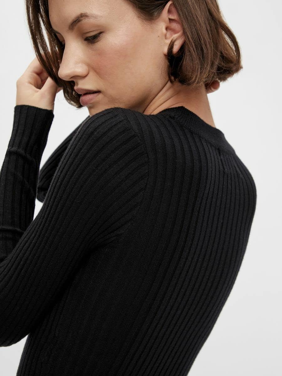PIECES Damen PCCRISTA LS O-Neck Knit Dress NOOS 17115048 M Schwarz, M Schwarz
