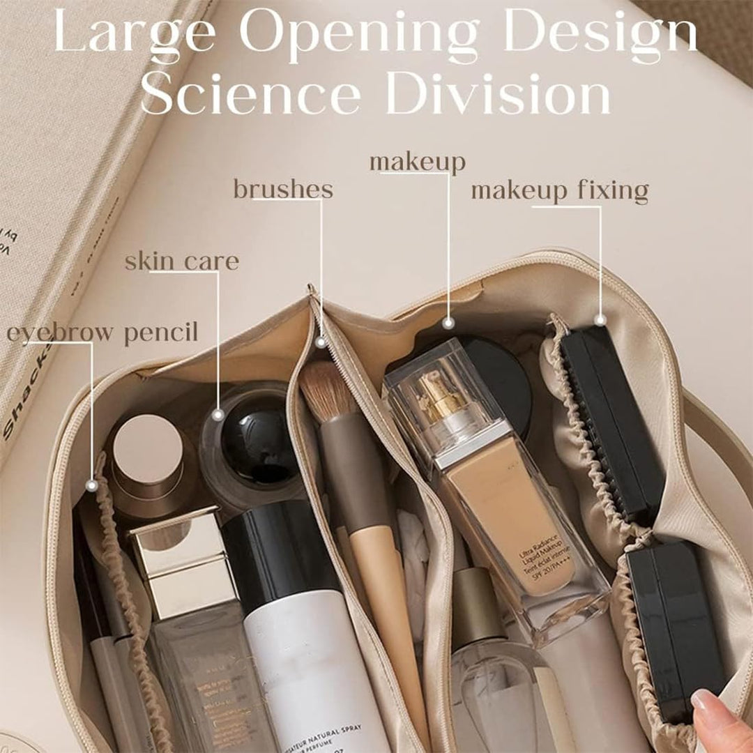 1PCS Make Up Tasche, Reise Kosmetiktasche mit grossem Fassungsvermögen, tragbare wasserdichte Leder