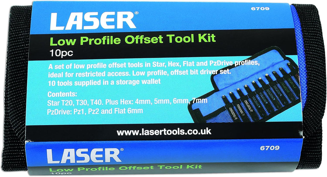 Laser 6709 Low Profile Offset Tool Kit 10pc, Silver