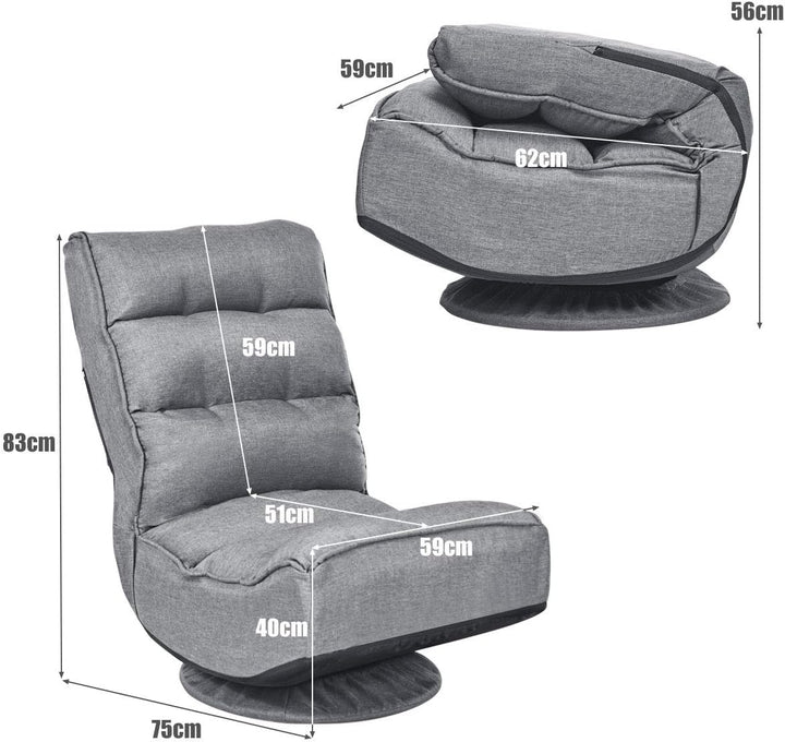 COSTWAY Bodenstuhl 360°drehbar, Bodensessel mit 5-Fach Verstellbarer Rückenlehne, Game Sessel gepols