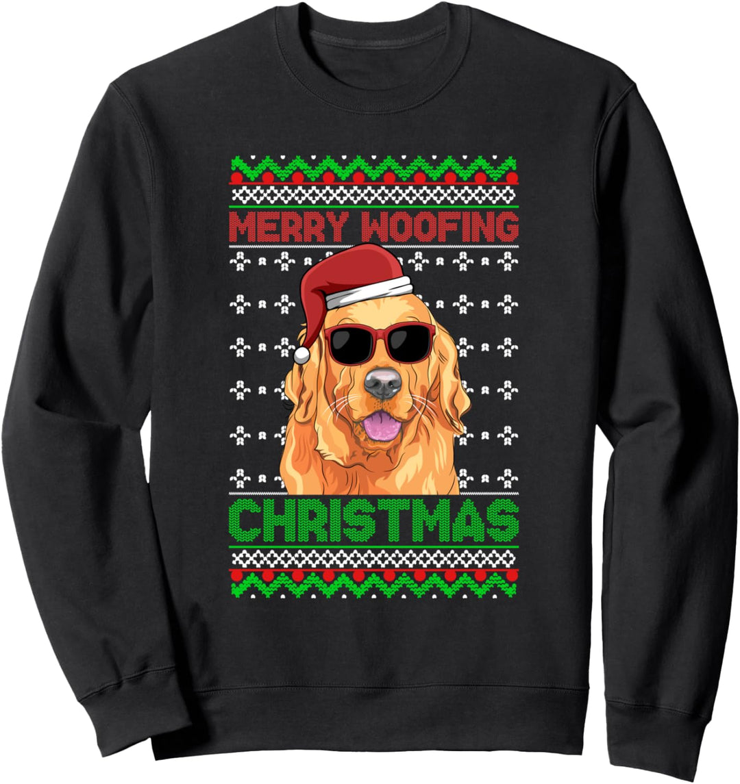Golden Retriever Hund Lustig Frohe Woofing Christmas Sweatshirt