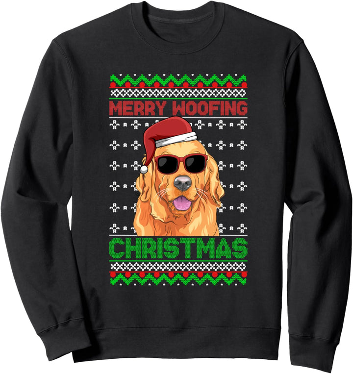 Golden Retriever Hund Lustig Frohe Woofing Christmas Sweatshirt