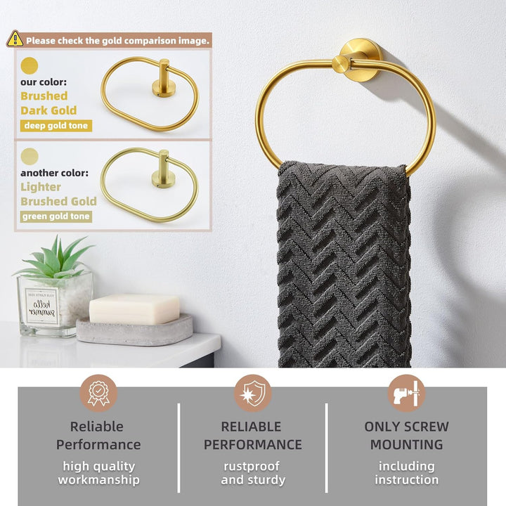 Handtuchring Gebürstet Gold, Winkel Einfach SUS 304 Edelstahl Modern Handtuchhalter Badezimmer Handt