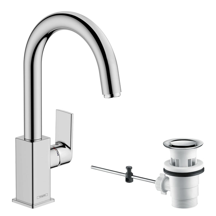 hansgrohe Vernis Shape - Waschtischarmatur mit Zugstangen-Ablauf, schwenkbar, Wasserhahn Bad mit Aus