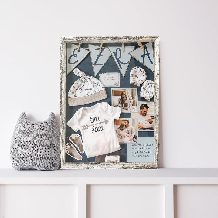 FramePro 3D Bilderrahmen 45x60 Grosse Schattenbox Vitrine Rahmen mit Glasfenstertür Erinnerungsstück