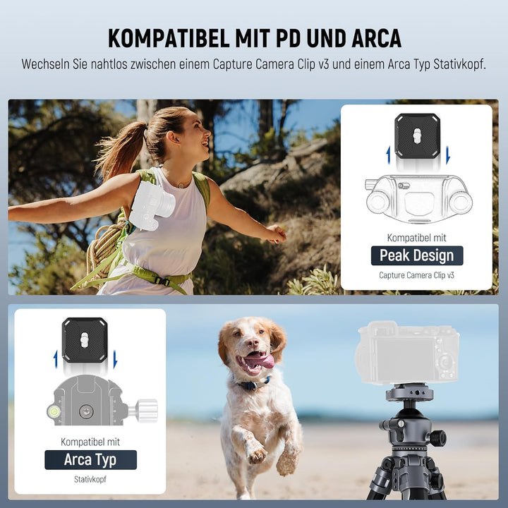 NEEWER LITETRIP LT07 61" Aluminium Kamera Reisestativ, tragbarer Ständer mit Kugelkopf, zweiachsiger