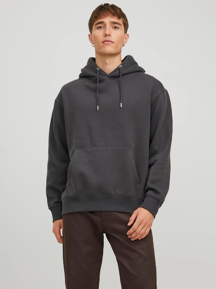JACK & JONES Herren Basic Hoodie Soft Sweat Hood Jumper Kapuzen Pullover, XS Grau (Asphalt/Reg)