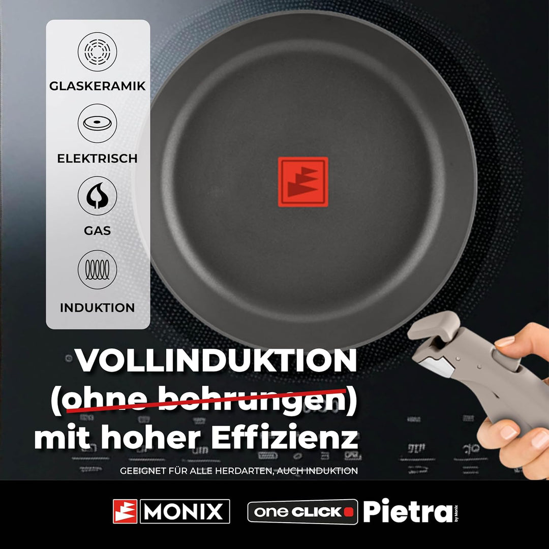 MONIX One Click Pietra | Set mit 3 stapelbaren Pfannen