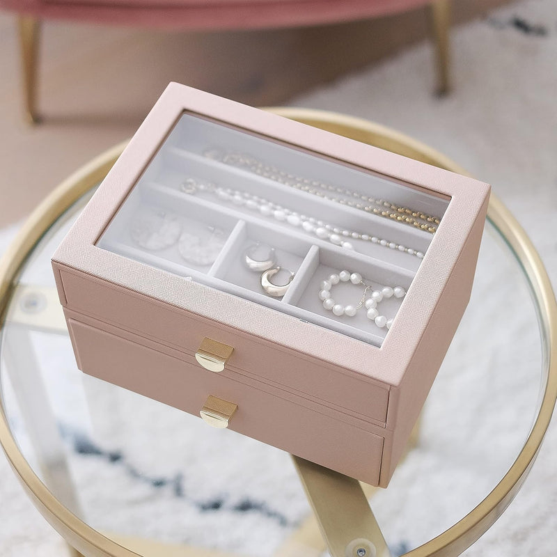 Stackers Blush Classic Jewellery Box - Set of 2 (with drawers) Blush Pink, Blush Pink