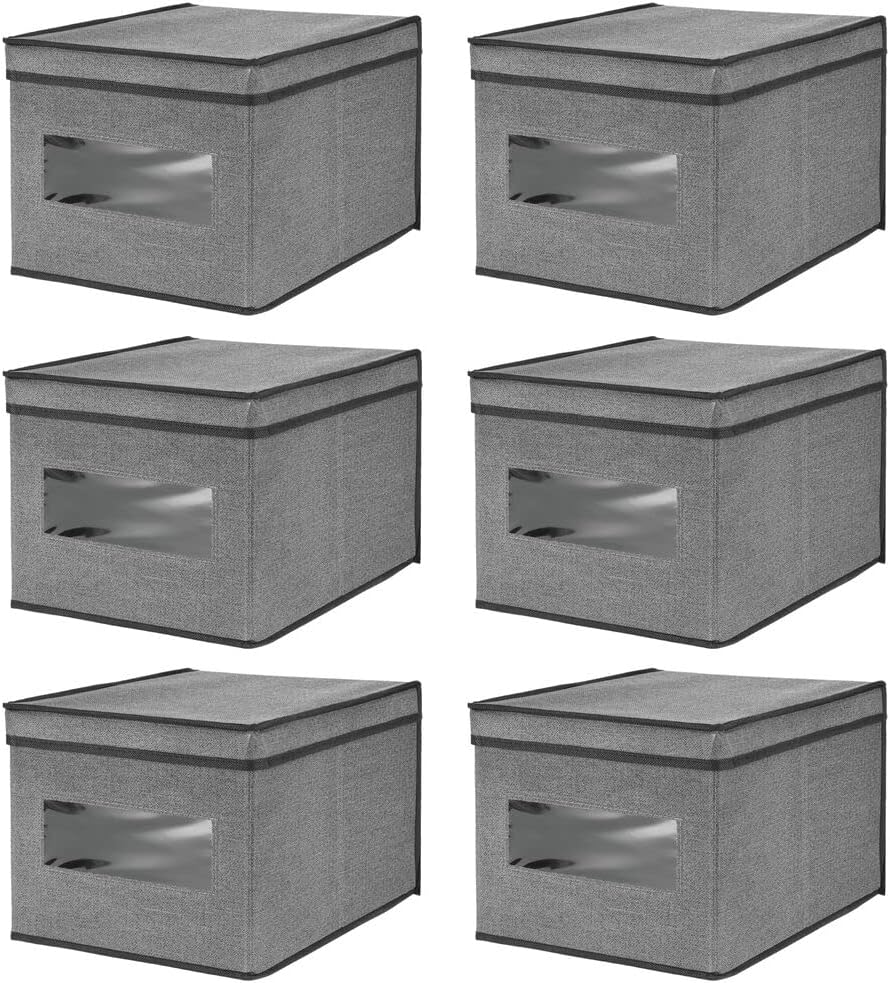 mDesign Stoffbox im 6er-Set – Aufbewahrungsbox aus Stoff – ideal zur Ablage von Kleidung und als Sch